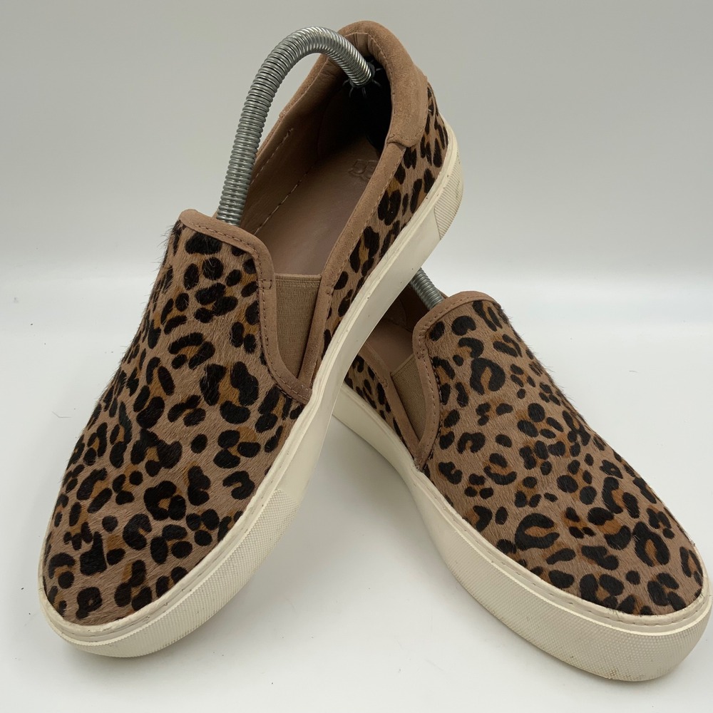 UGG Jass Leopard Print Calf Hair Slip On Sneakers Tan Brown 1106051 Womens 9